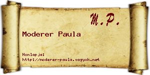 Moderer Paula névjegykártya